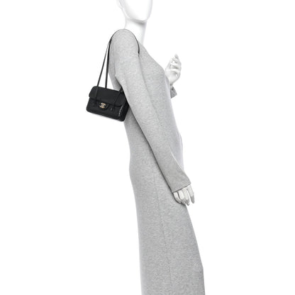 Mini Caviar Shoulder Bag - Black