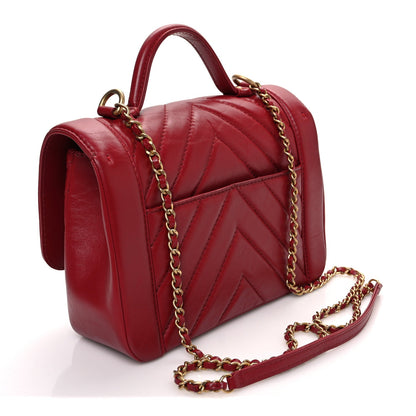 Quilted Calfskin Flap Shoulder Bag - Red