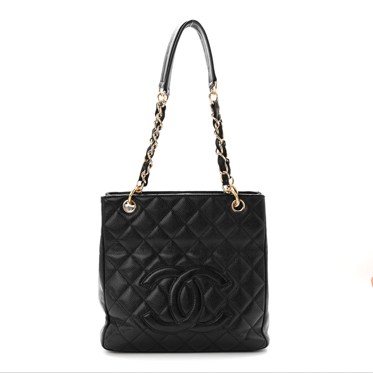 Quilted Caviar Tote Bag - Black