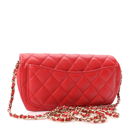 Quilted Caviar Handbag - Red