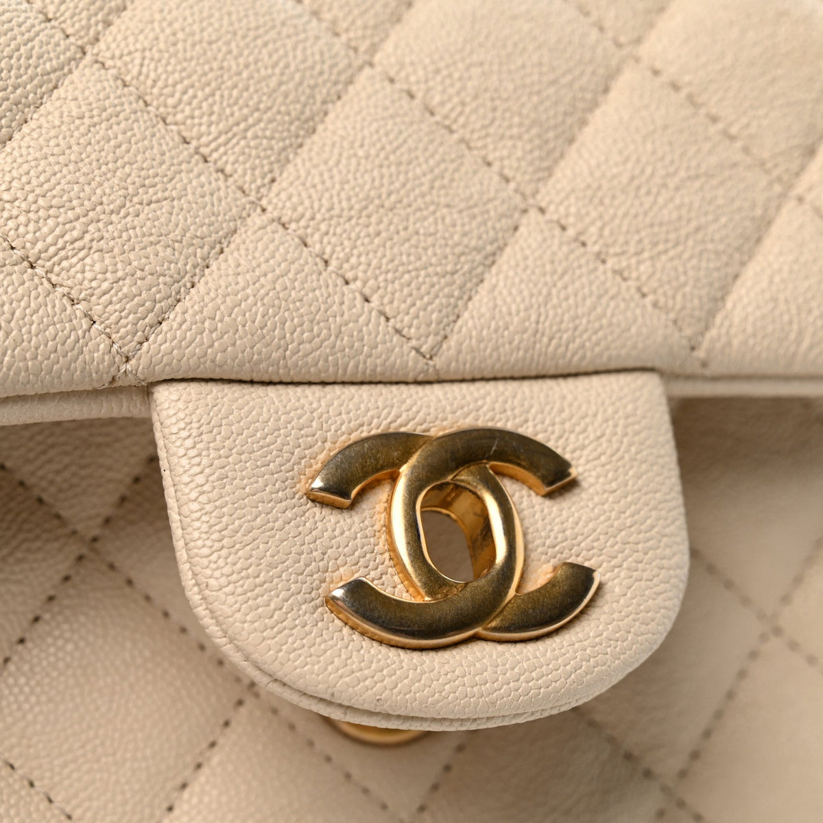Mini Quilted Caviar Flap Shoulder Bag - Tan