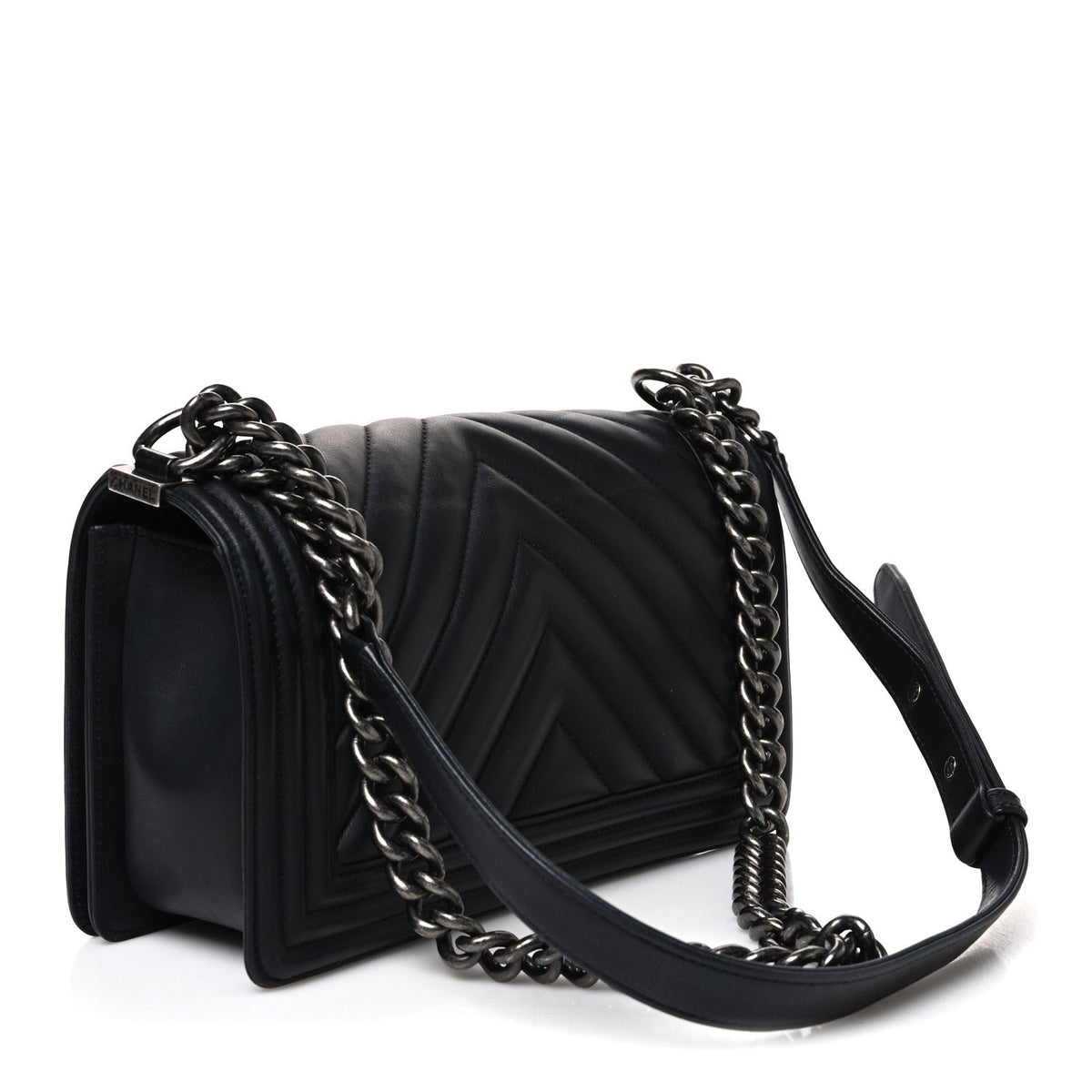 Medium Quilted Calfskin Flap Shoulder Bag - Black