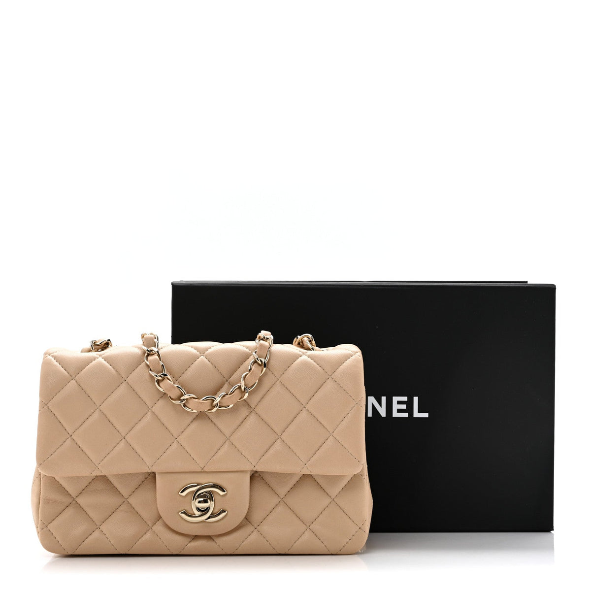 Mini Quilted Lambskin Flap Shoulder Bag - Tan