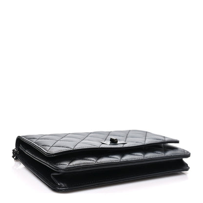 Quilted Calfskin Wallet Bag - Black