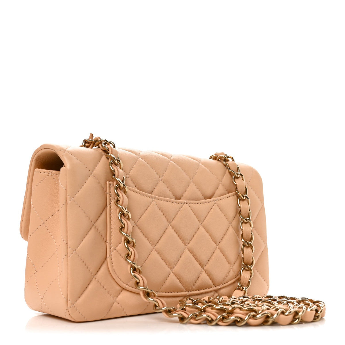 Mini Quilted Lambskin Flap Shoulder Bag - Tan
