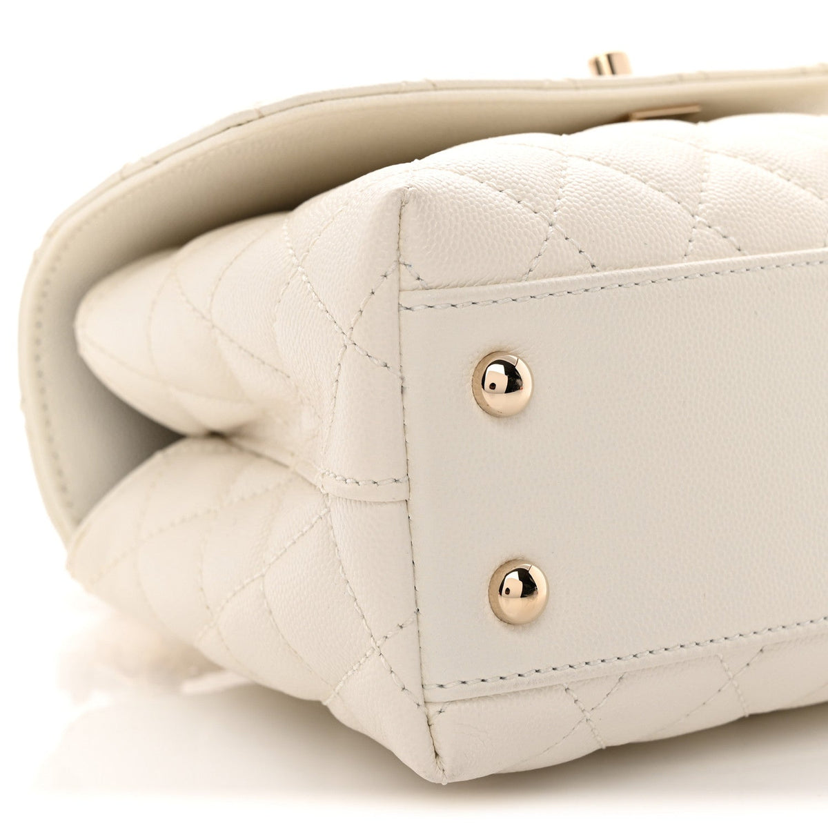 Mini Quilted Caviar Flap Shoulder Bag - White