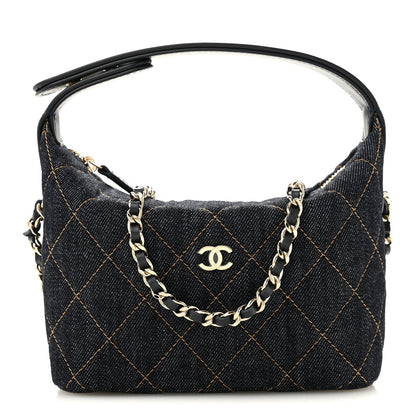 Quilted Hobo Bag - Blue
