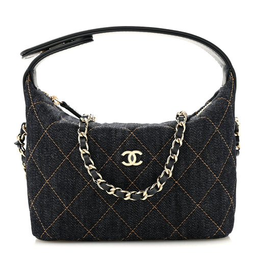 Quilted Hobo Bag - Blue