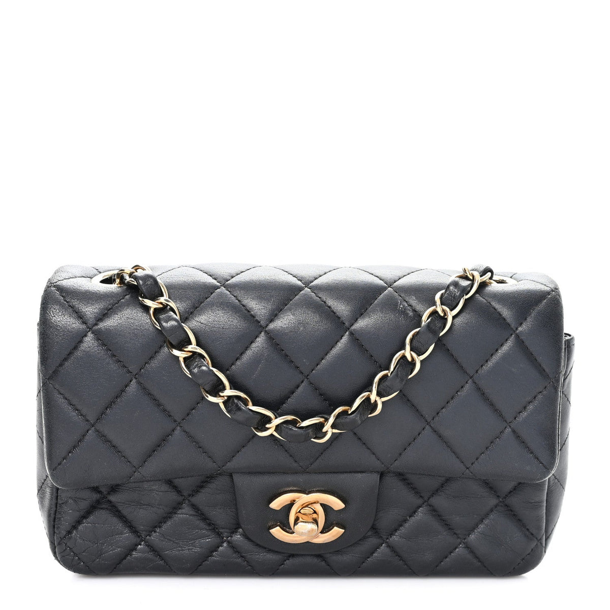 Mini Quilted Lambskin Flap Shoulder Bag - Tan
