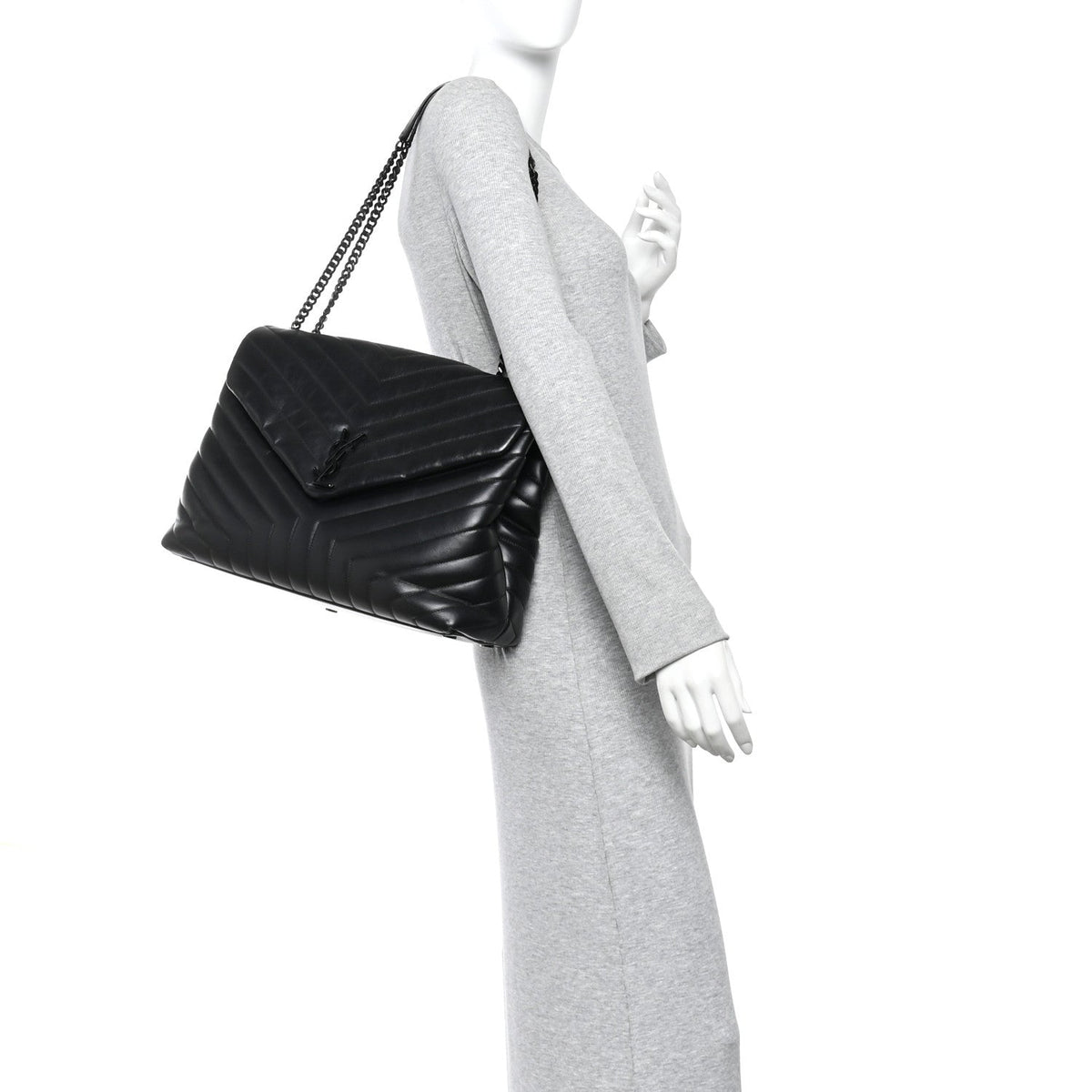 Large Quilted Calfskin Satchel Bag - Black