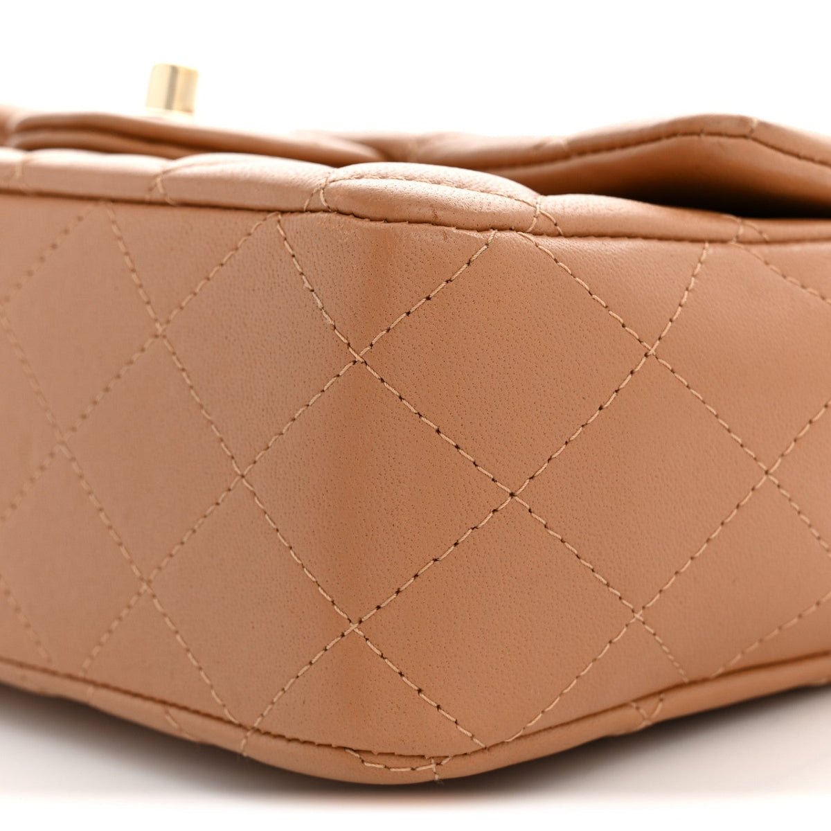Mini Quilted Lambskin Flap Shoulder Bag - Tan