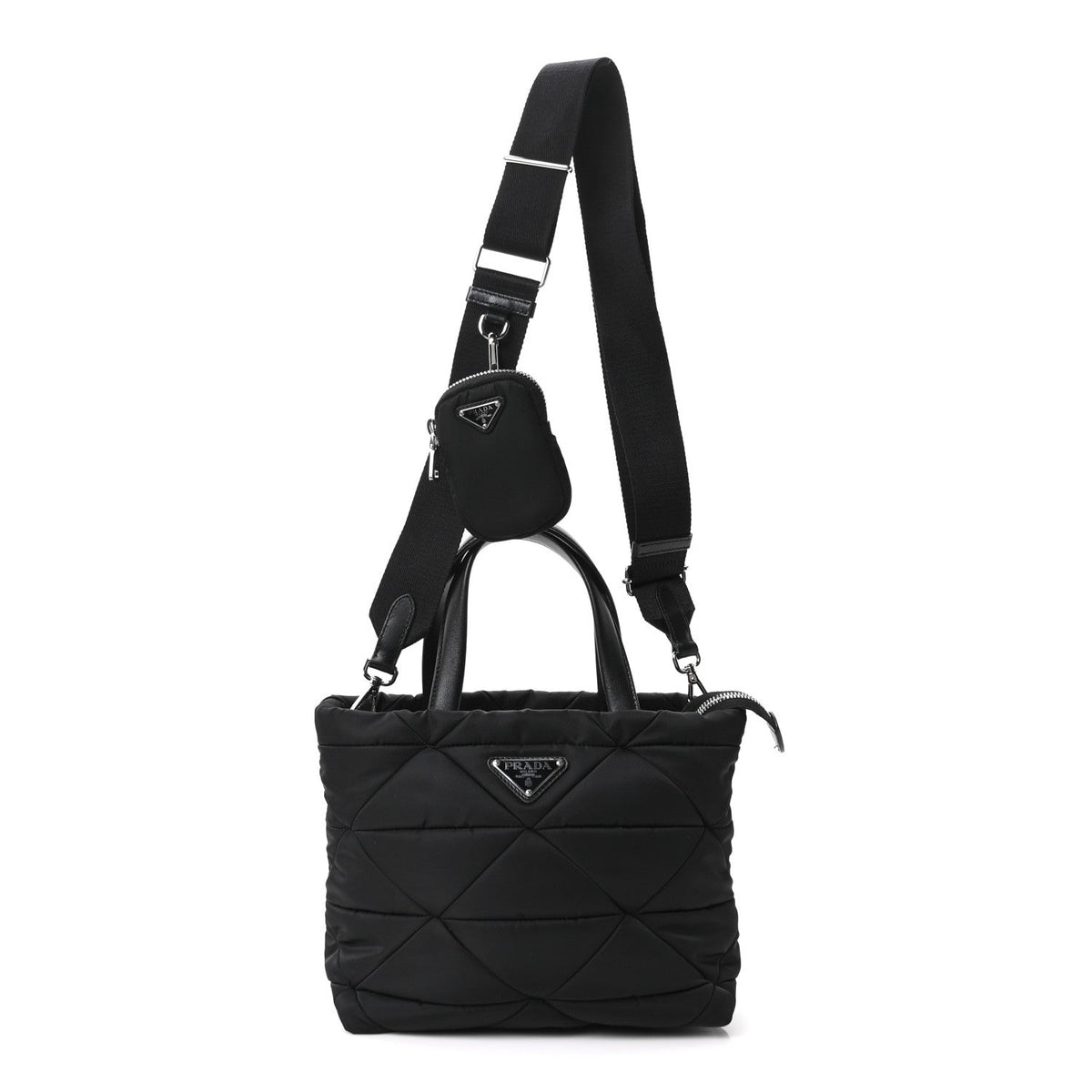 Quilted Nylon Tote Bag - Black