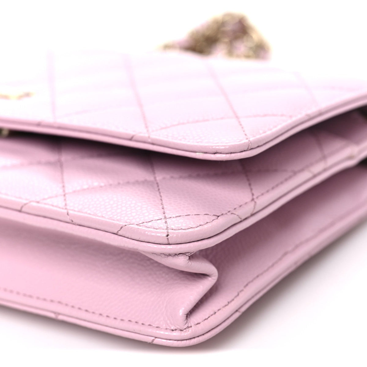 Quilted Caviar Wallet Bag - Pink