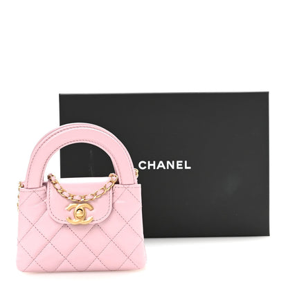 Mini Quilted Calfskin Handbag - Pink
