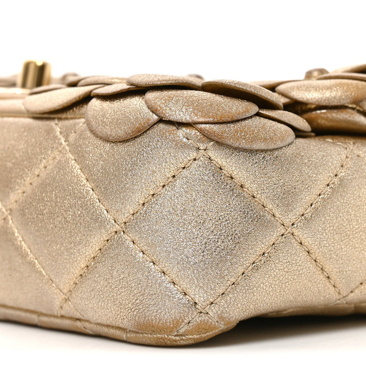 Mini Quilted Lambskin Flap Shoulder Bag - Gold