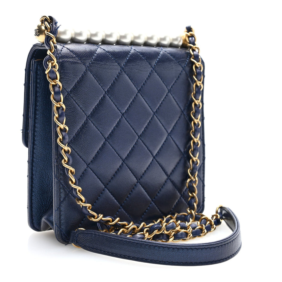 Quilted Lambskin Flap Shoulder Bag - Blue