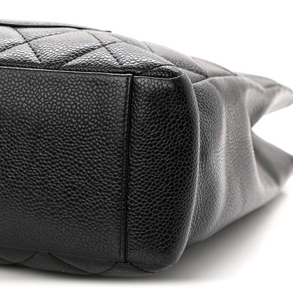 Quilted Caviar Tote Bag - Black