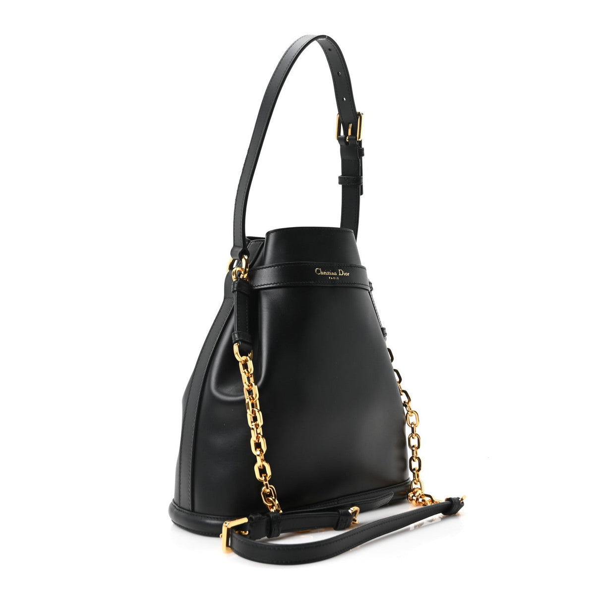 Medium Calfskin Bucket Bag - Black