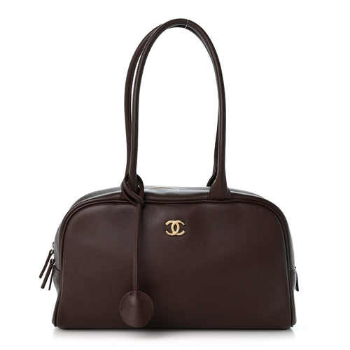 Large Calfskin Handbag - Brown