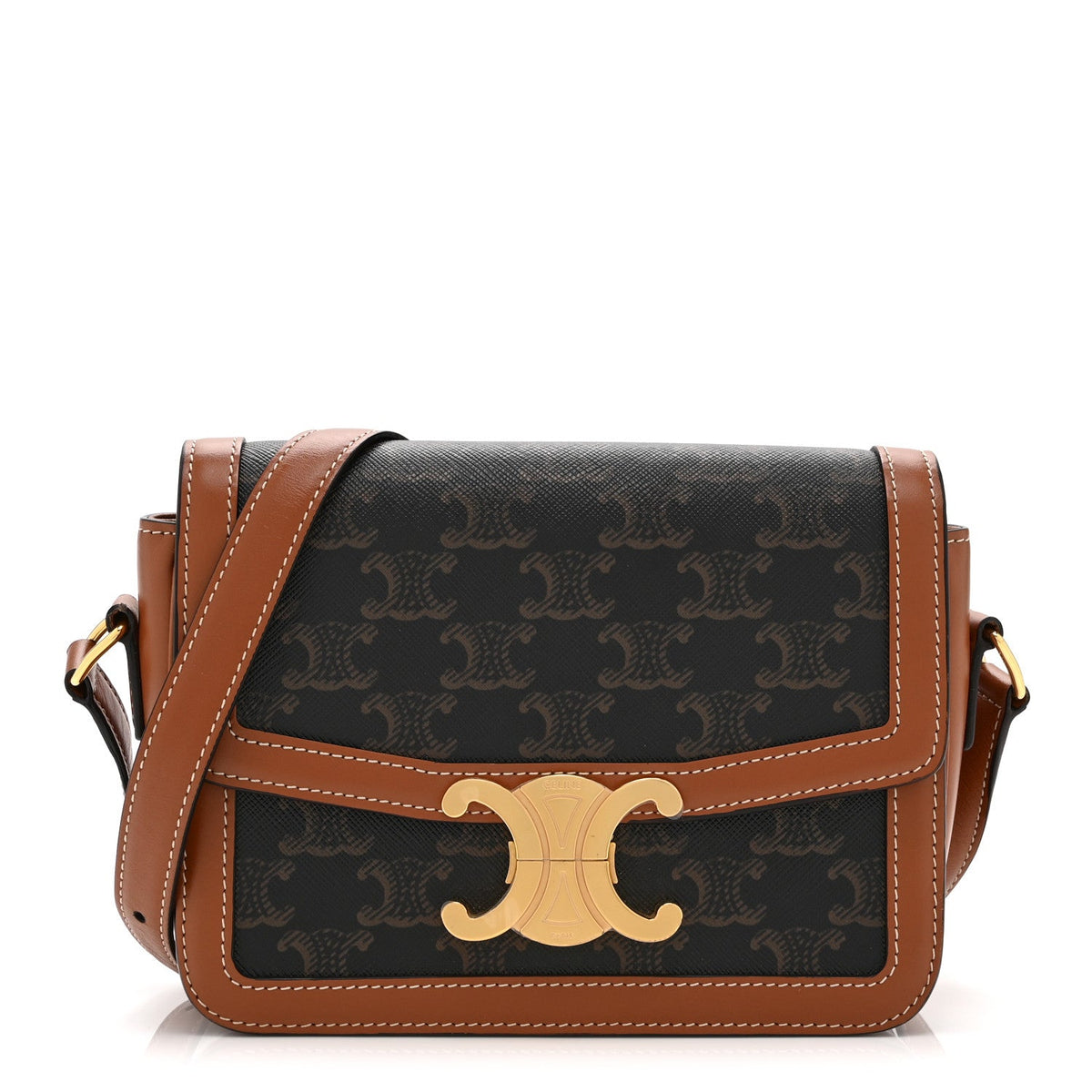 Calfskin Canvas Handbag - Tan
