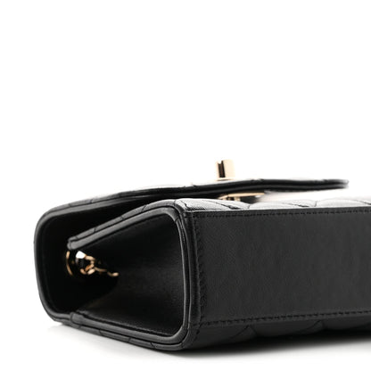 Mini Quilted Lambskin Wallet Bag - Black