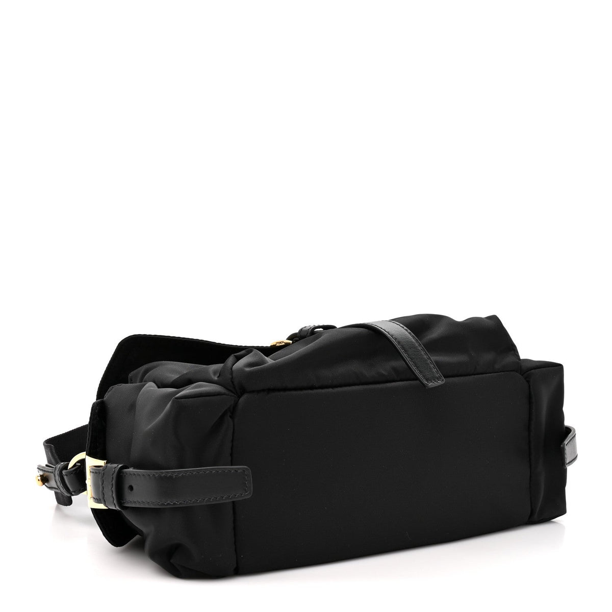 Medium Nylon Shoulder Bag - Black