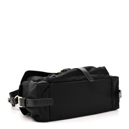 Medium Nylon Shoulder Bag - Black