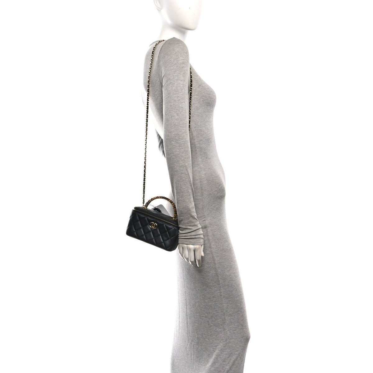 Small Quilted Lambskin Handbag - Black