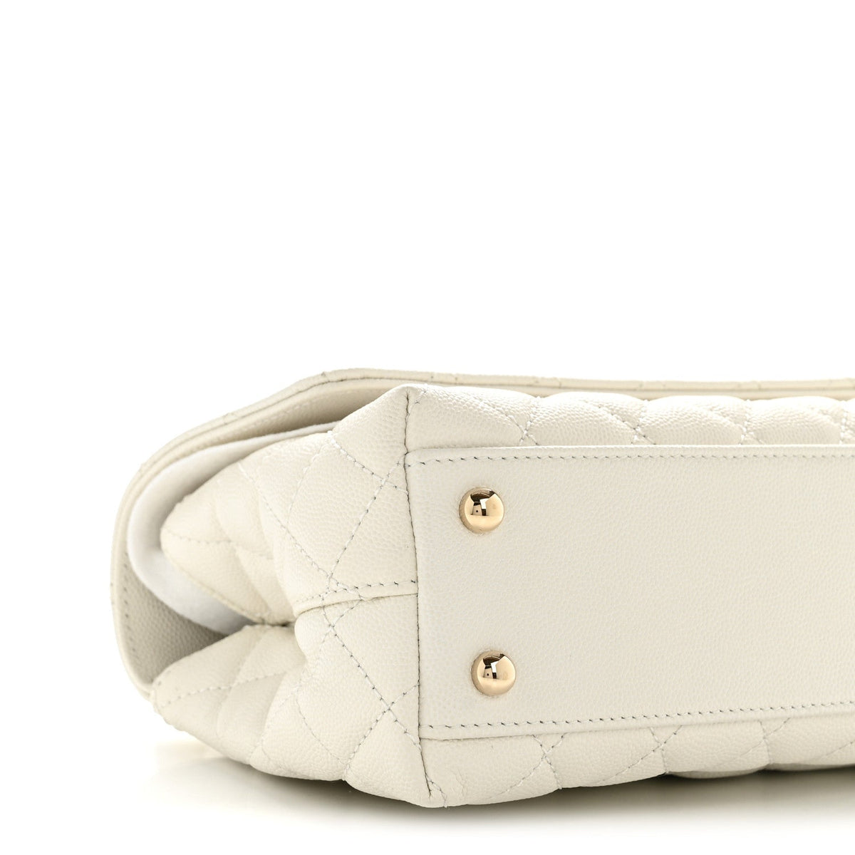Mini Quilted Caviar Flap Shoulder Bag - White