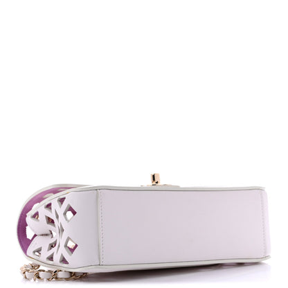 Small Lambskin Flap Shoulder Bag - White
