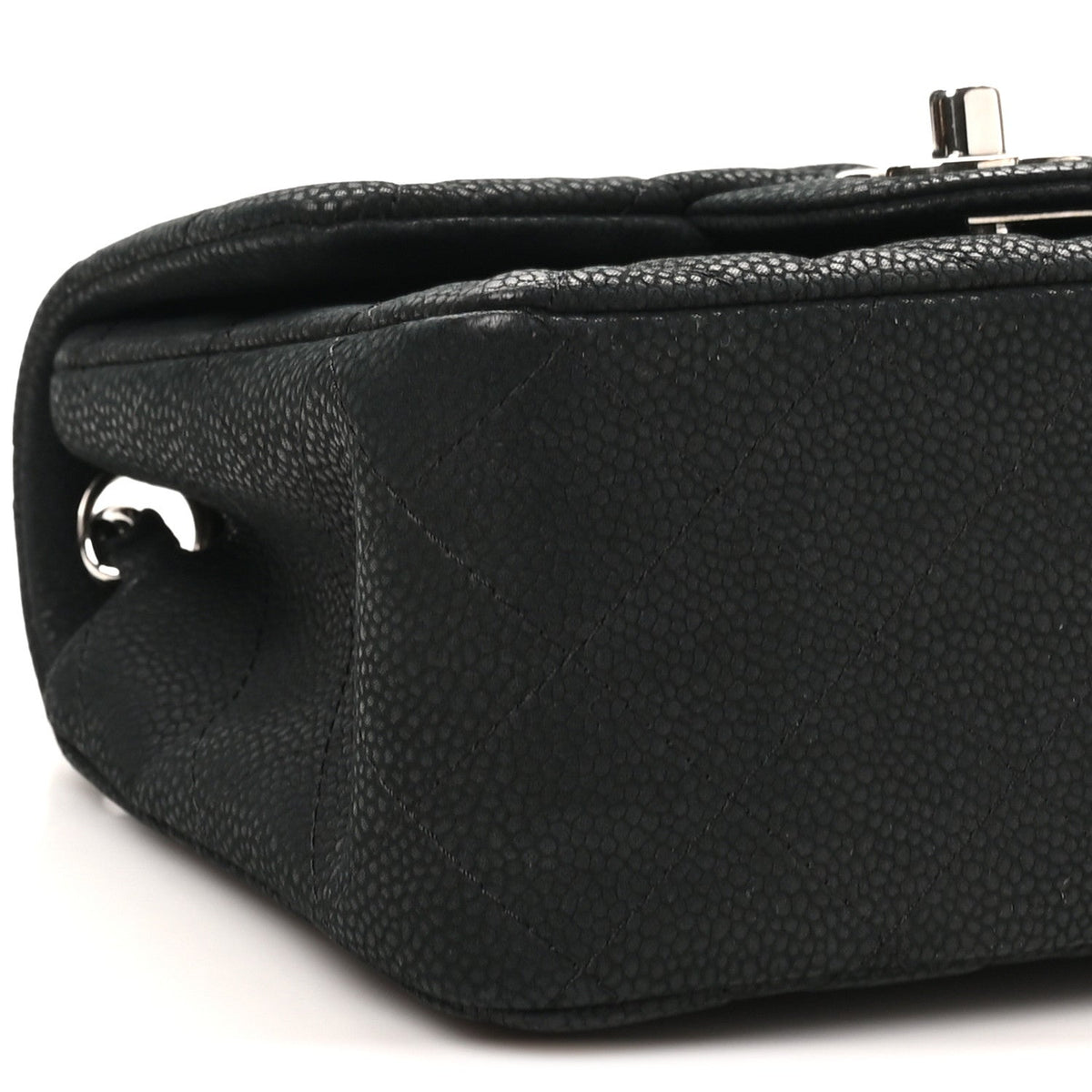 Mini Quilted Caviar Flap Shoulder Bag - Black