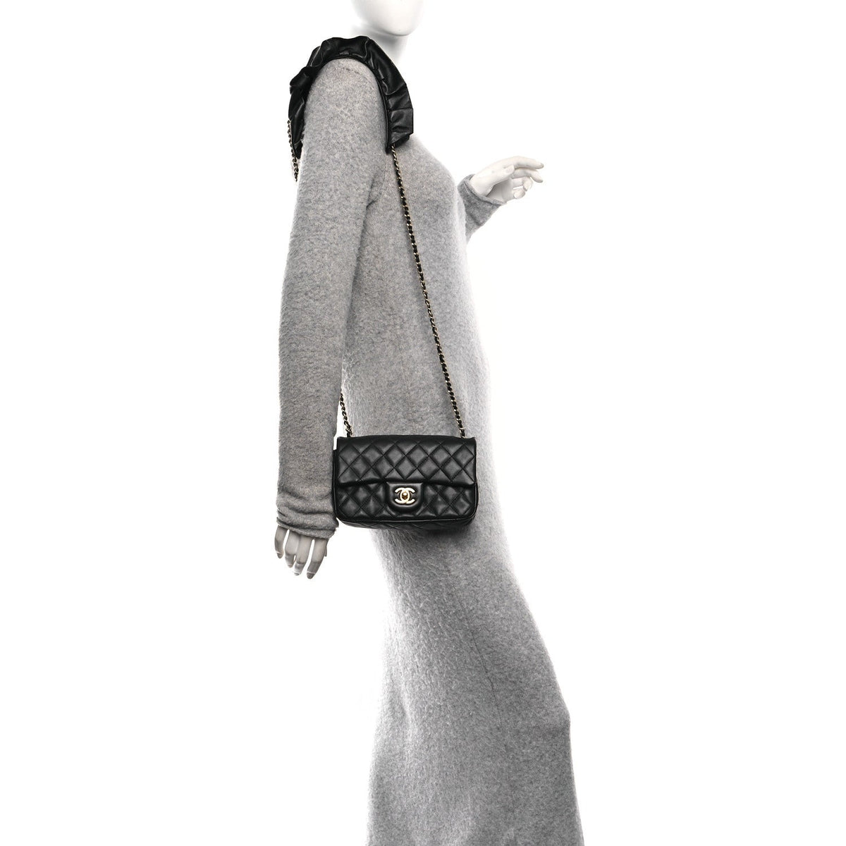 Mini Quilted Lambskin Flap Shoulder Bag - Tan