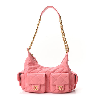 Quilted Lambskin Hobo Bag - Pink