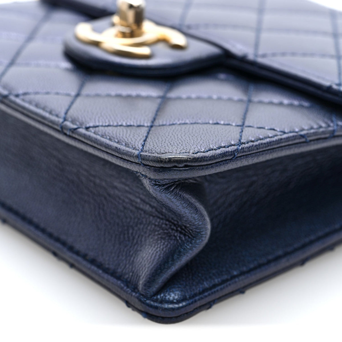 Quilted Lambskin Flap Shoulder Bag - Blue