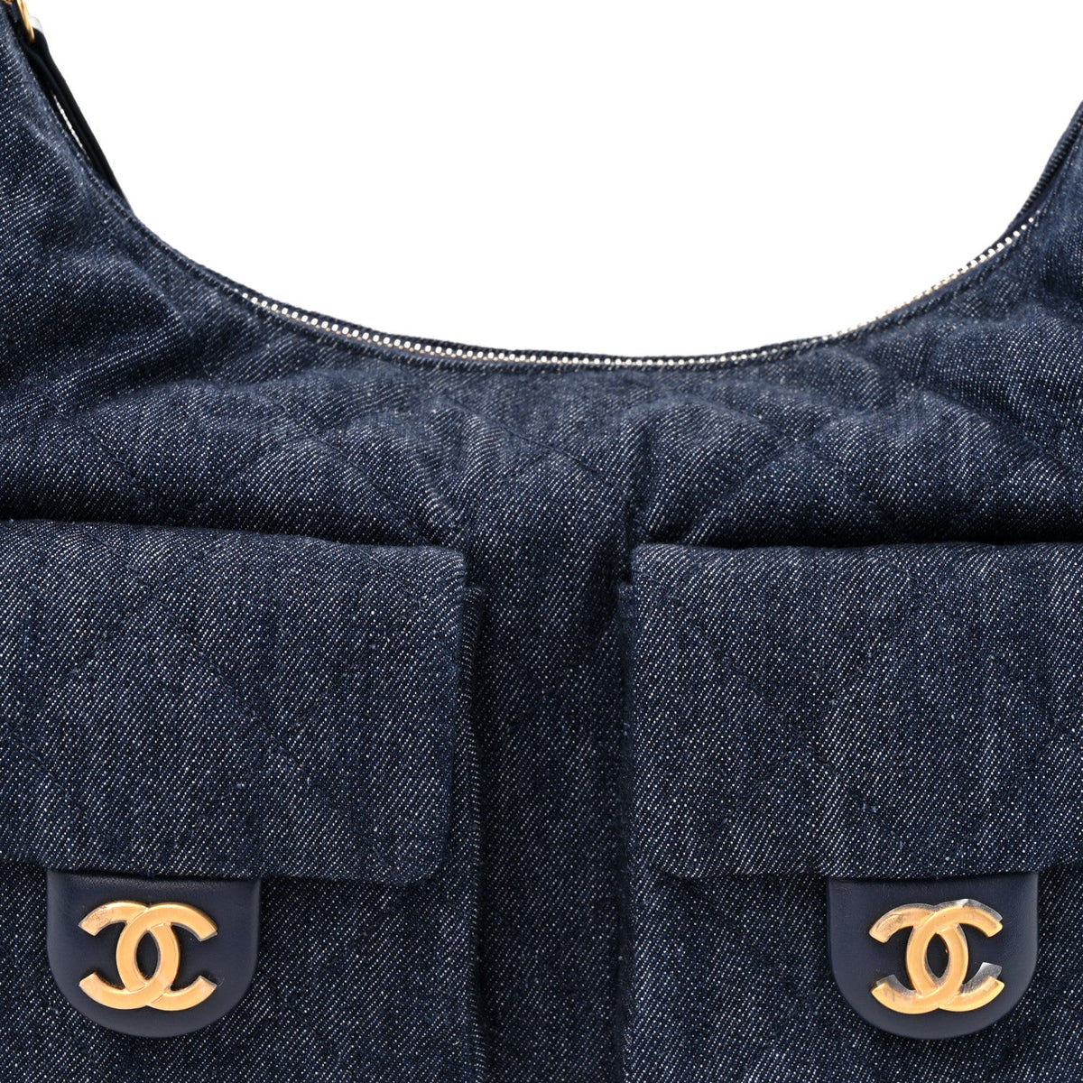 Large Quilted Hobo Bag - Blue