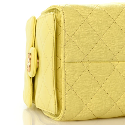 Small Quilted Caviar Handbag - Yellow