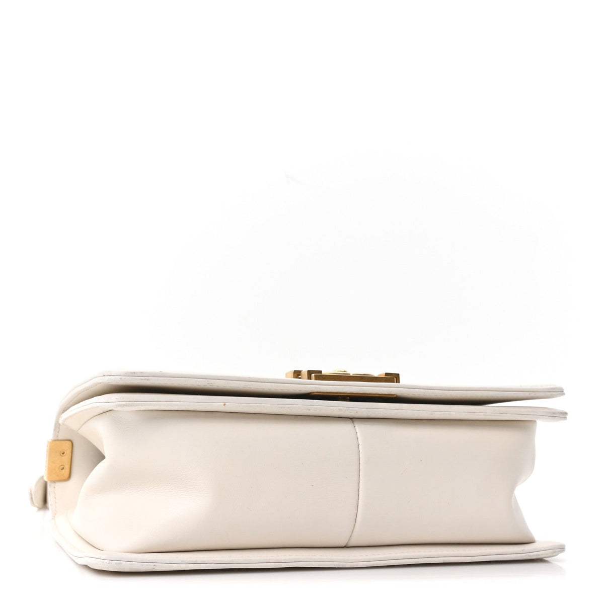 Medium Calfskin Caviar Flap Shoulder Bag - White