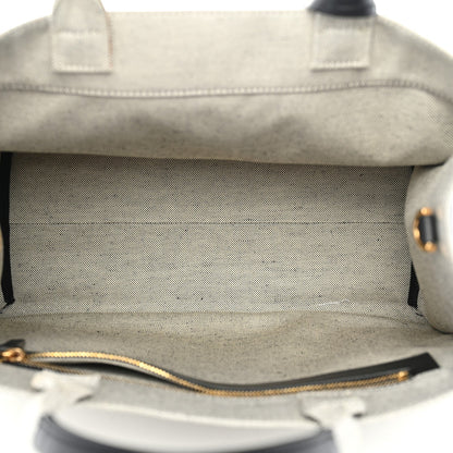 Large Calfskin Canvas Tote Bag - Black