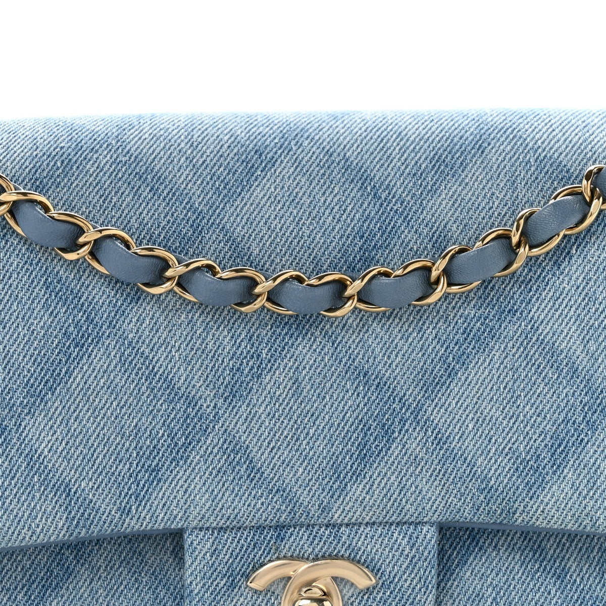 Medium Quilted Flap Shoulder Bag - Light Blue