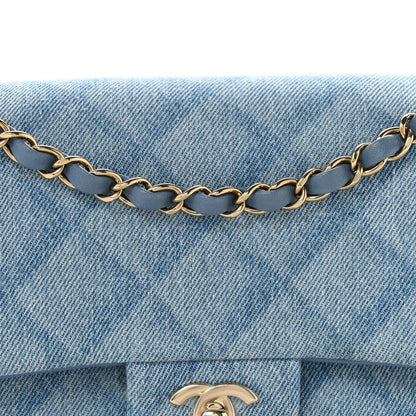 Medium Quilted Flap Shoulder Bag - Light Blue