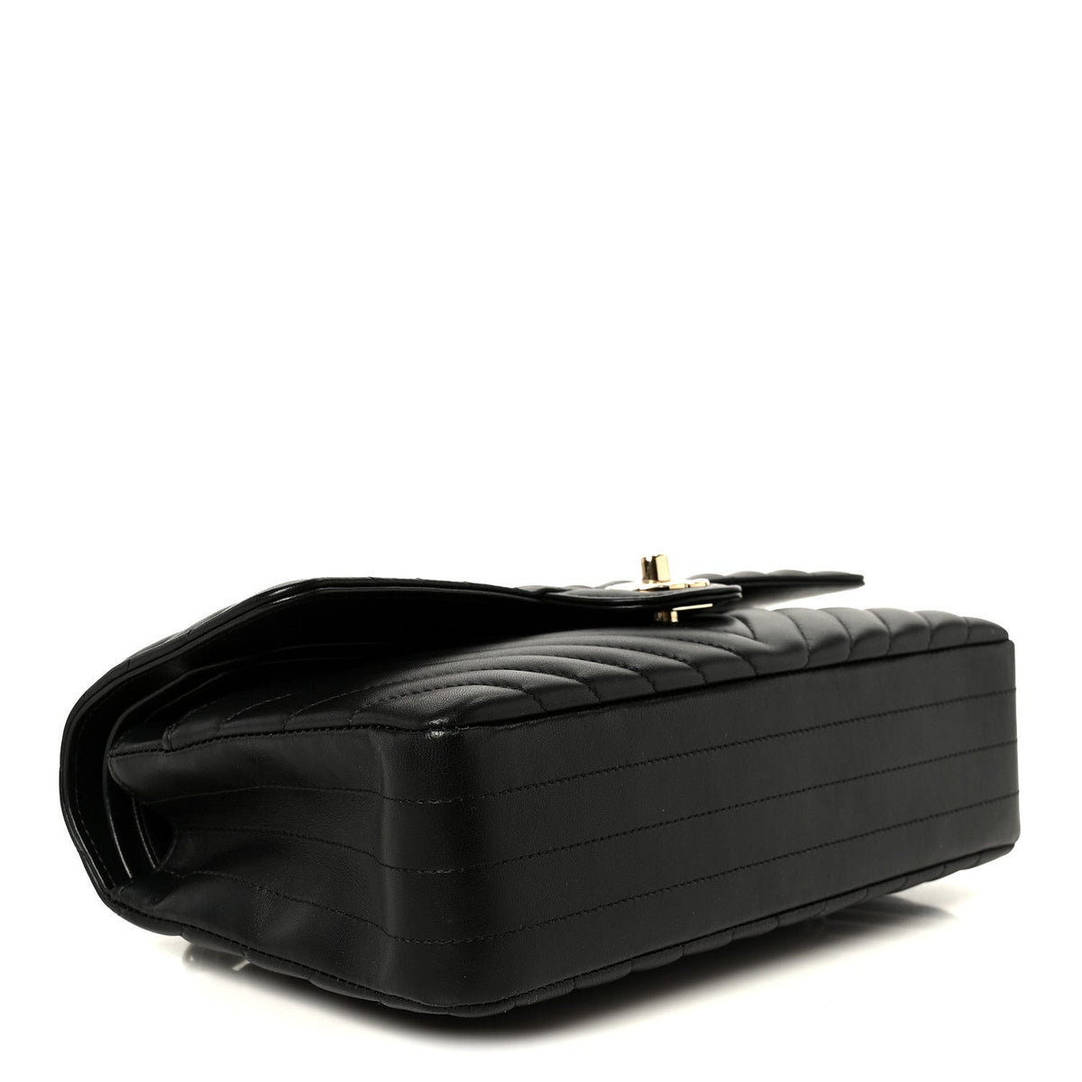 Medium Quilted Lambskin Flap Shoulder Bag - Black