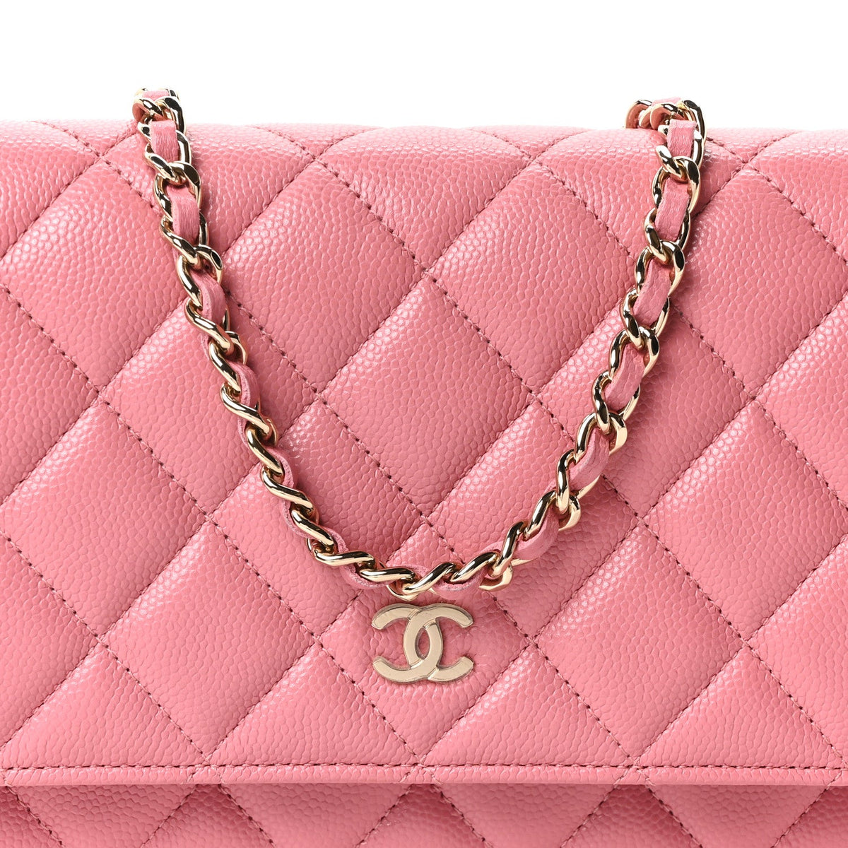 Quilted Caviar Wallet Bag - Pink
