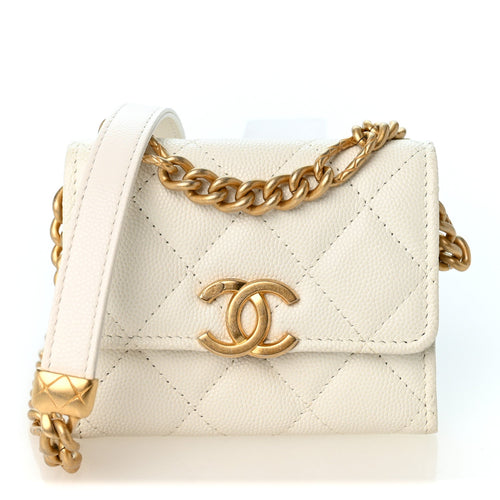 Quilted Caviar Clutch Bag - White