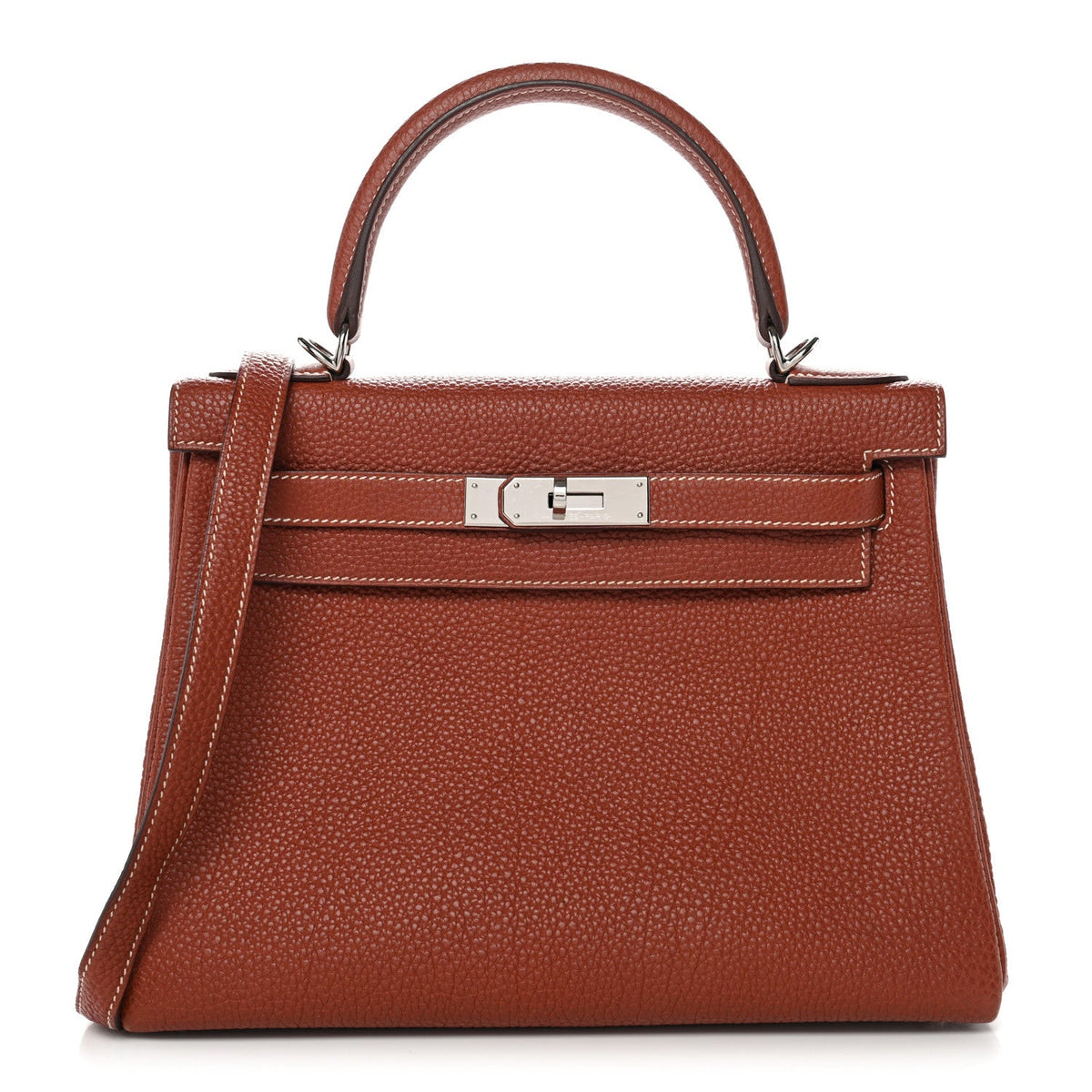 Togo Kelly Retourne 28 Sienne Handbag