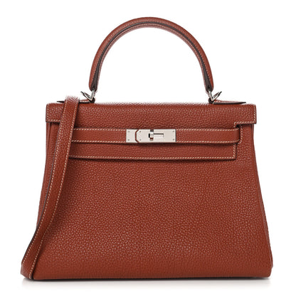 Togo Kelly Retourne 28 Sienne Handbag