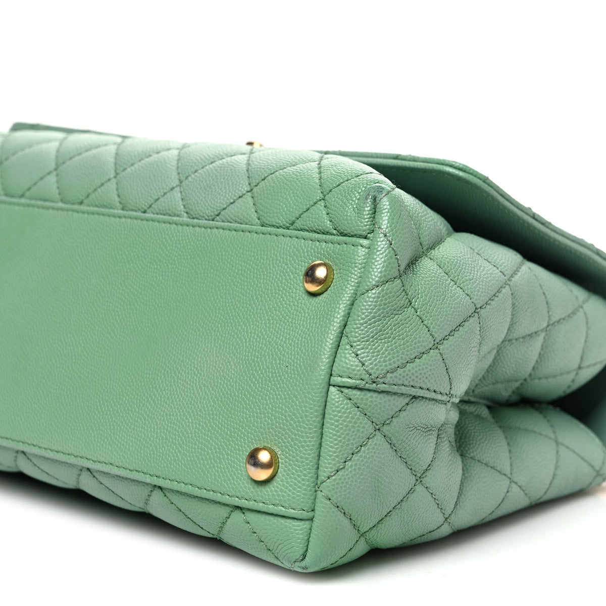 Small Quilted Caviar Flap Shoulder Bag - Light Green