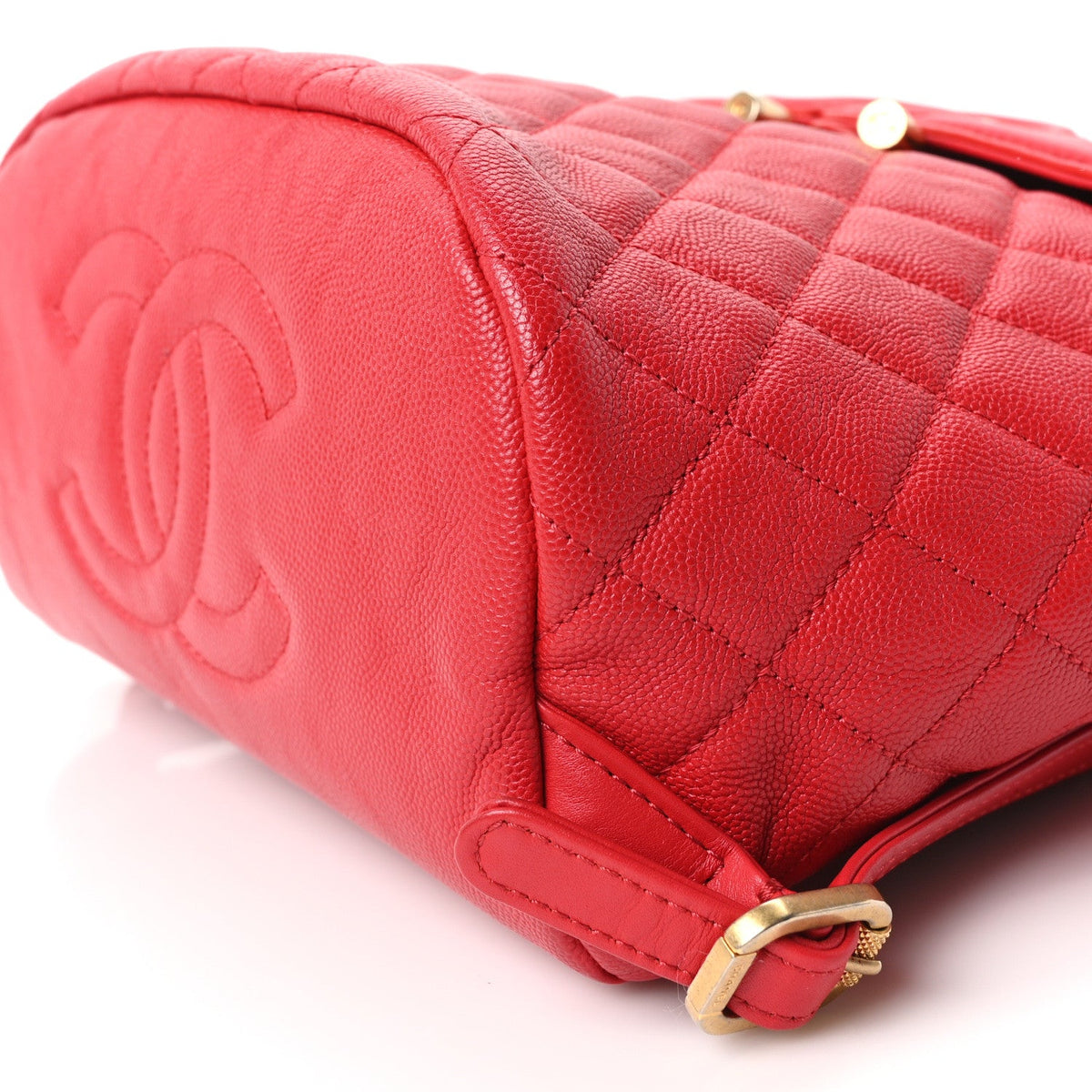 Quilted Caviar Backpack - Red