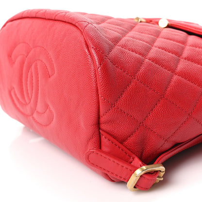 Quilted Caviar Backpack - Red
