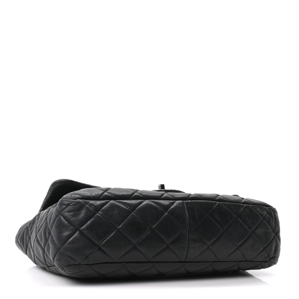 Quilted Lambskin Flap Shoulder Bag - Black