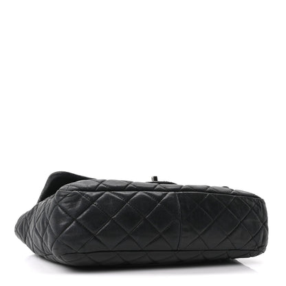Quilted Lambskin Flap Shoulder Bag - Black